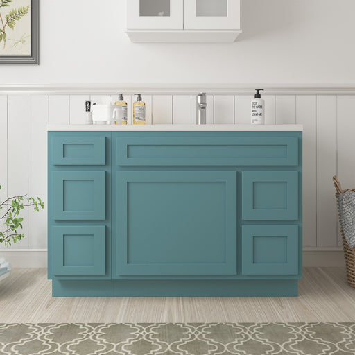 48" Oak Bathroom Vanity Cabinet without Top - 5 Drawers & 1 Door - HomeBeyond