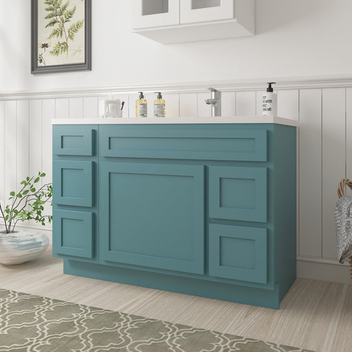 48" Oak Bathroom Vanity Cabinet without Top - 5 Drawers & 1 Door - HomeBeyond