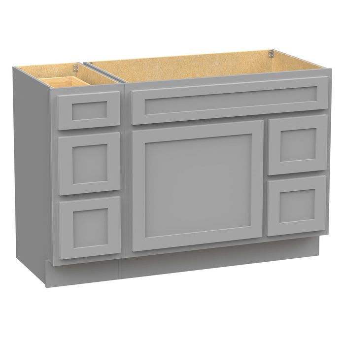 48" Oak Bathroom Vanity Cabinet without Top - 5 Drawers & 1 Door - HomeBeyond