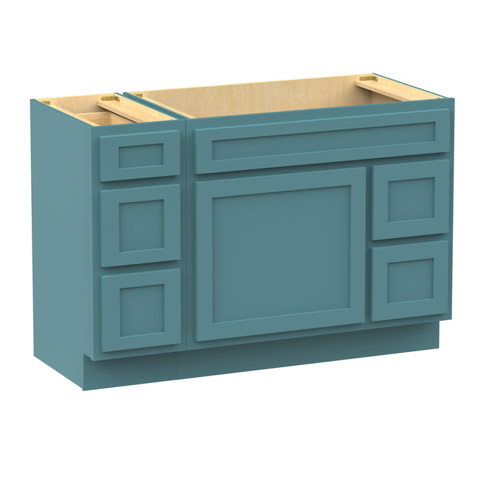 48" Oak Bathroom Vanity Cabinet without Top - 5 Drawers & 1 Door - HomeBeyond