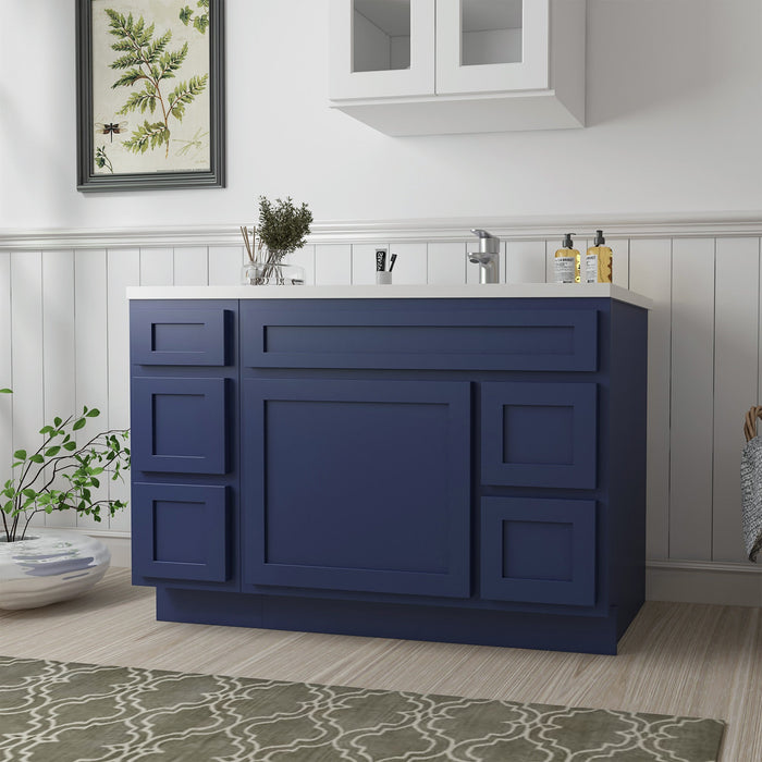 48" Oak Bathroom Vanity Cabinet without Top - 5 Drawers & 1 Door - HomeBeyond