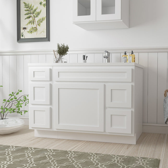 48" Oak Bathroom Vanity Cabinet without Top - 5 Drawers & 1 Door - HomeBeyond