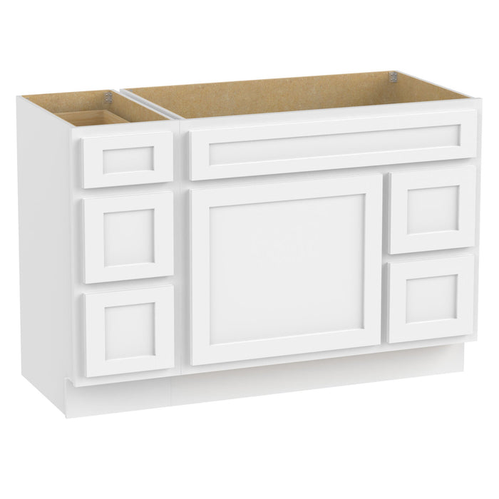 48" Oak Bathroom Vanity Cabinet without Top - 5 Drawers & 1 Door - HomeBeyond