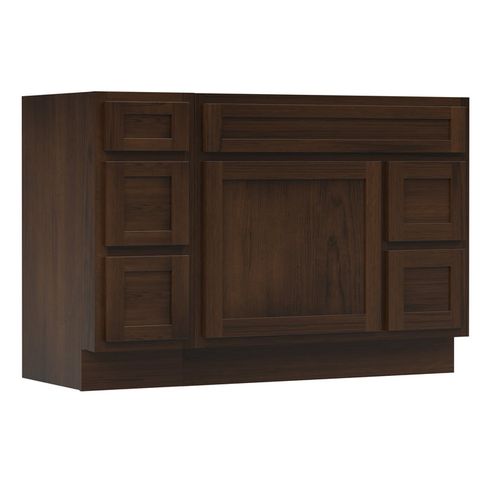 48" Oak Bathroom Vanity Cabinet without Top - 5 Drawers & 1 Door - HomeBeyond