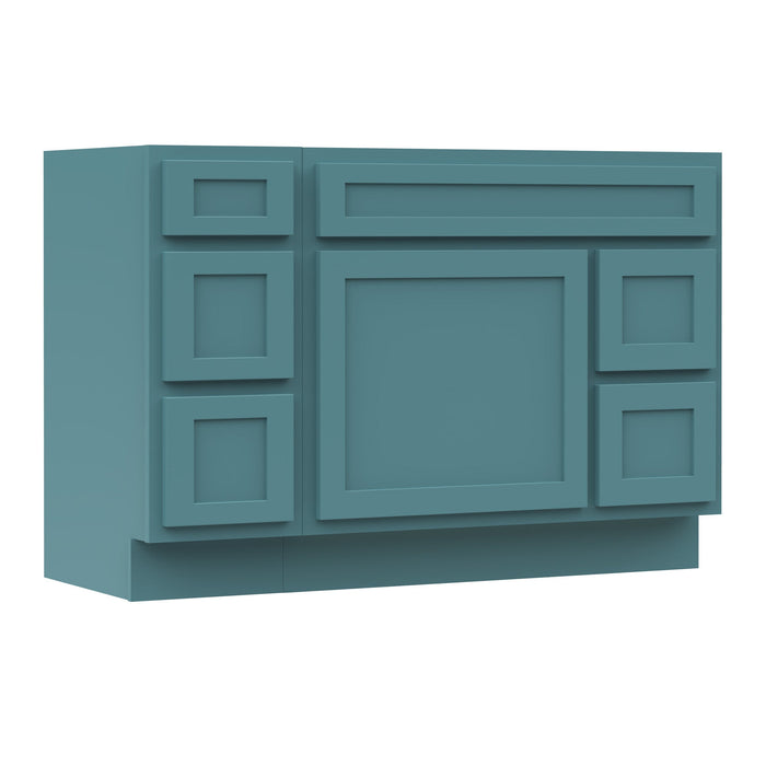48" Oak Bathroom Vanity Cabinet without Top - 5 Drawers & 1 Door - HomeBeyond