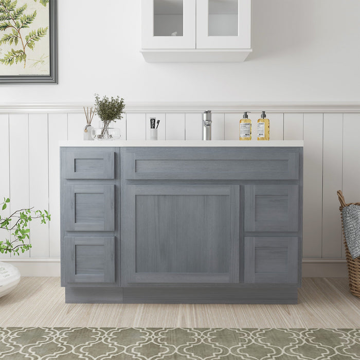 48" Oak Bathroom Vanity Cabinet without Top - 5 Drawers & 1 Door - HomeBeyond