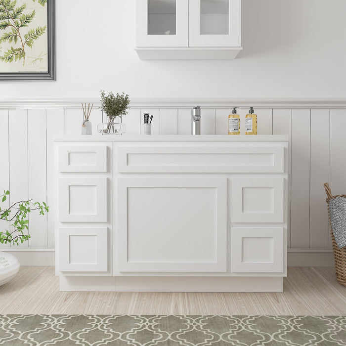48" Oak Bathroom Vanity Cabinet without Top - 5 Drawers & 1 Door - HomeBeyond