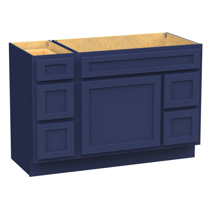 48" Oak Bathroom Vanity Cabinet without Top - 5 Drawers & 1 Door - HomeBeyond