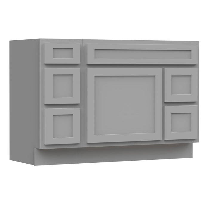 48" Oak Bathroom Vanity Cabinet without Top - 5 Drawers & 1 Door - HomeBeyond