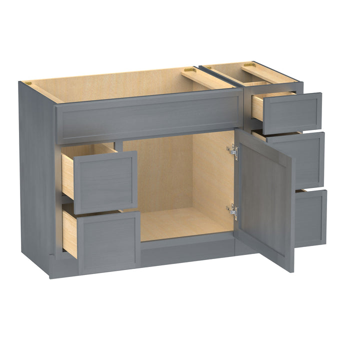 48" Oak Bathroom Vanity Cabinet without Top - 5 Drawers & 1 Door - HomeBeyond