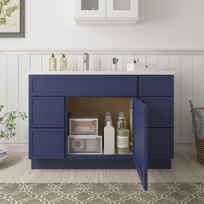 48" Oak Bathroom Vanity Cabinet without Top - 5 Drawers & 1 Door - HomeBeyond
