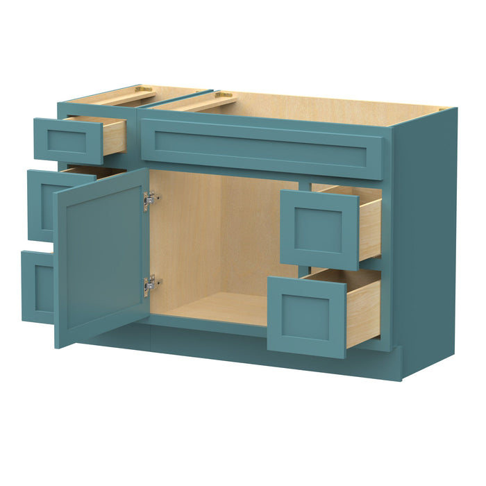 48" Oak Bathroom Vanity Cabinet without Top - 5 Drawers & 1 Door - HomeBeyond