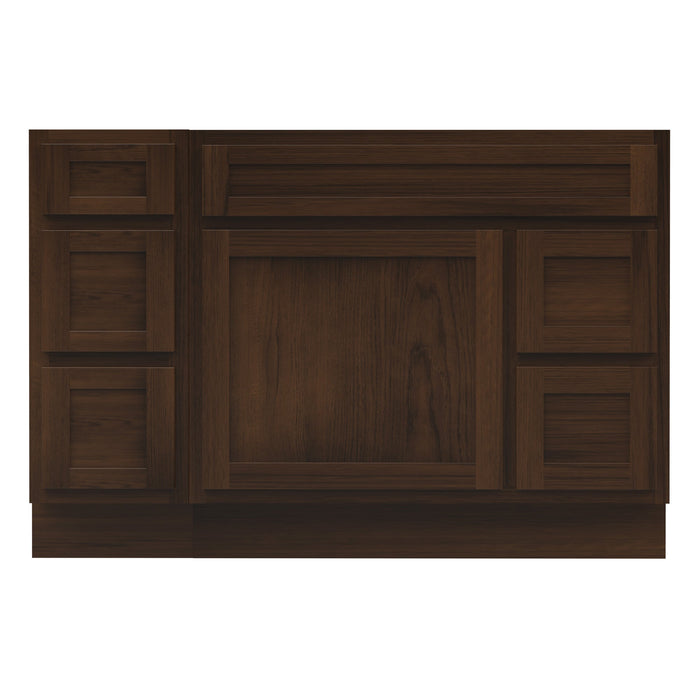 48" Oak Bathroom Vanity Cabinet without Top - 5 Drawers & 1 Door - HomeBeyond