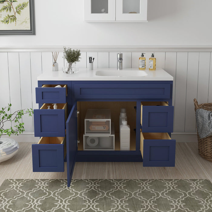48" Oak Bathroom Vanity Cabinet without Top - 5 Drawers & 1 Door - HomeBeyond