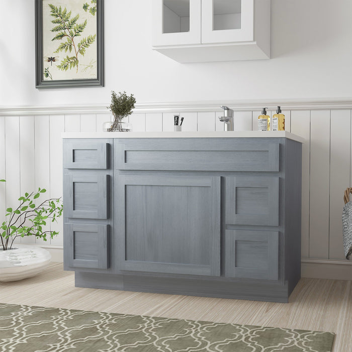 48" Oak Bathroom Vanity Cabinet without Top - 5 Drawers & 1 Door - HomeBeyond