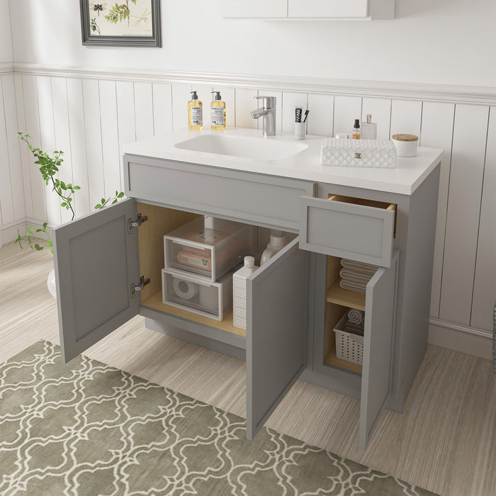 48" Plywood Bathroom Vanity Cabinet without Top - 1 Drawer & 3 Doors - HomeBeyond
