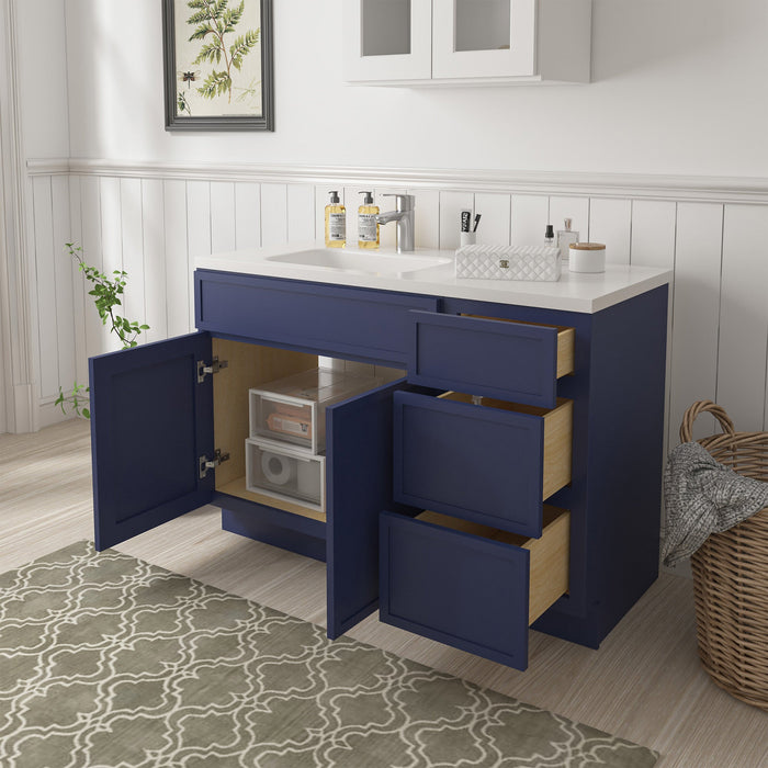 48" Plywood Bathroom Vanity Cabinet without Top - 3 Drawers & 1 Door - HomeBeyond