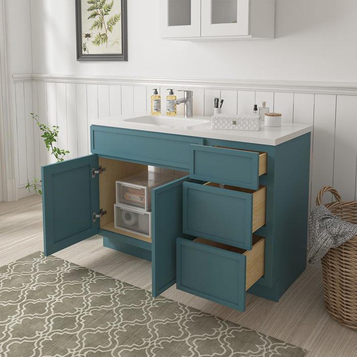 48" Plywood Bathroom Vanity Cabinet without Top - 3 Drawers & 1 Door - HomeBeyond