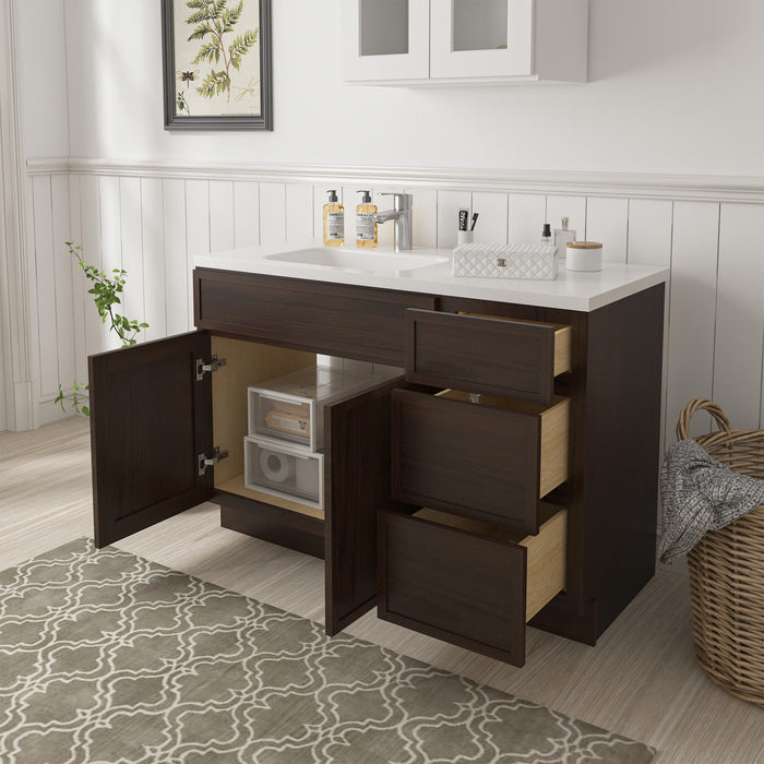 48" Plywood Bathroom Vanity Cabinet without Top - 3 Drawers & 1 Door - HomeBeyond