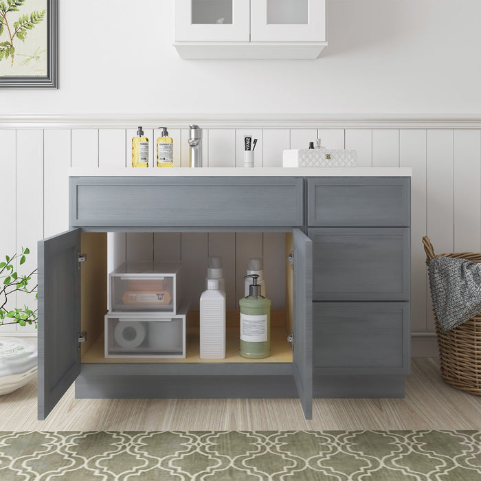 48" Plywood Bathroom Vanity Cabinet without Top - 3 Drawers & 1 Door - HomeBeyond