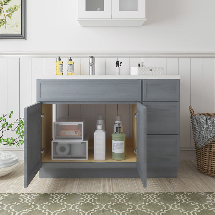 48" Plywood Bathroom Vanity Cabinet without Top - 3 Drawers & 2 Doors - HomeBeyond