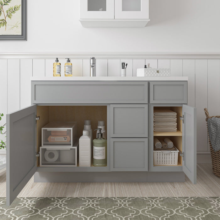 48" Plywood Bathroom Vanity Cabinet without Top - 3 Drawers & 2 Doors - HomeBeyond