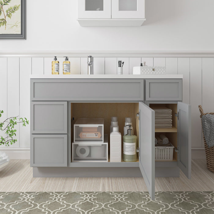 48" Plywood Bathroom Vanity Cabinet without Top - 3 Drawers & 2 Doors - HomeBeyond