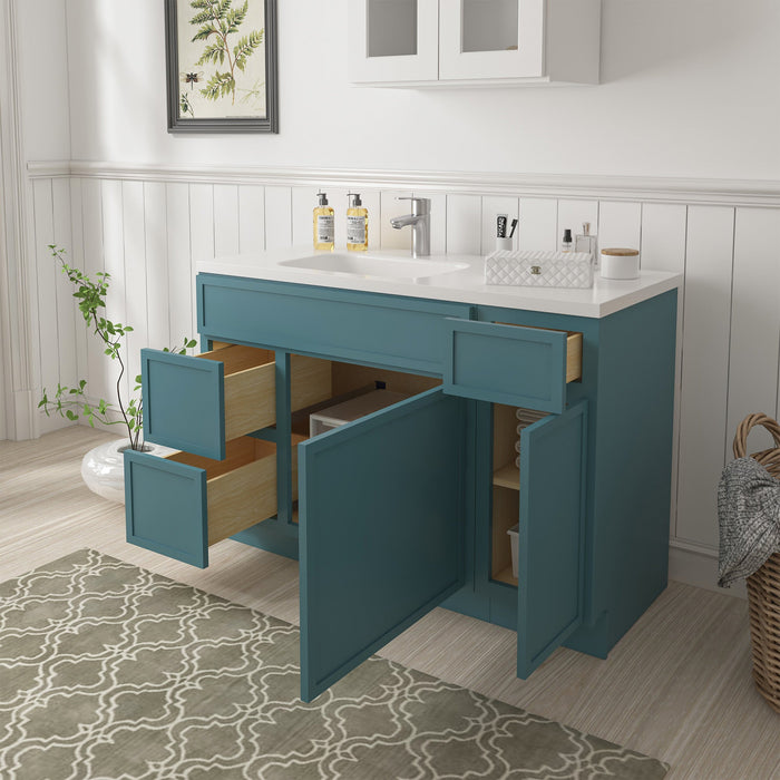 48" Plywood Bathroom Vanity Cabinet without Top - 3 Drawers & 2 Doors - HomeBeyond