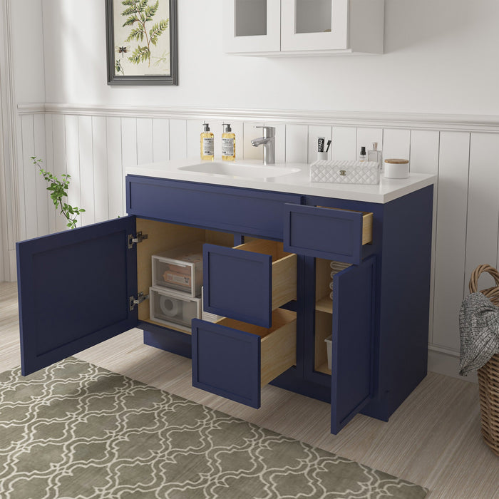 48" Plywood Bathroom Vanity Cabinet without Top - 3 Drawers & 2 Doors - HomeBeyond