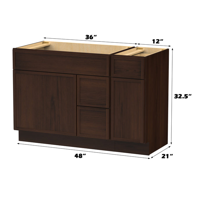 48" Plywood Bathroom Vanity Cabinet without Top - 3 Drawers & 2 Doors - HomeBeyond