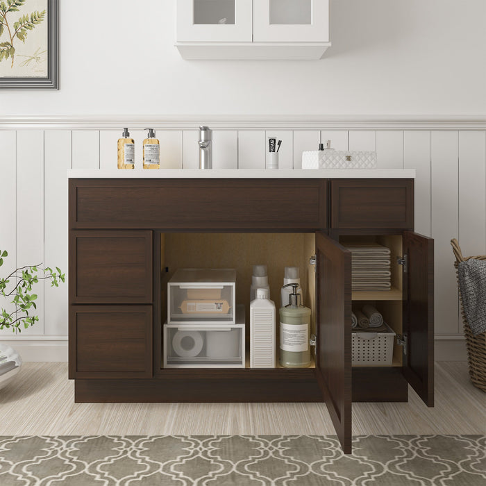 48" Plywood Bathroom Vanity Cabinet without Top - 3 Drawers & 2 Doors - HomeBeyond