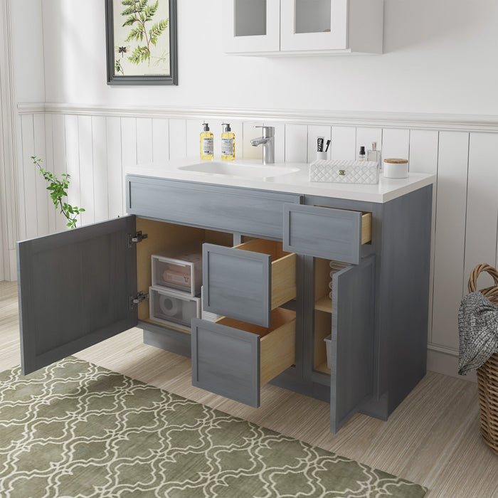 48" Plywood Bathroom Vanity Cabinet without Top - 3 Drawers & 2 Doors - HomeBeyond