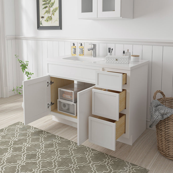 48" Plywood Bathroom Vanity Cabinet without Top - 3 Drawers & 2 Doors - HomeBeyond