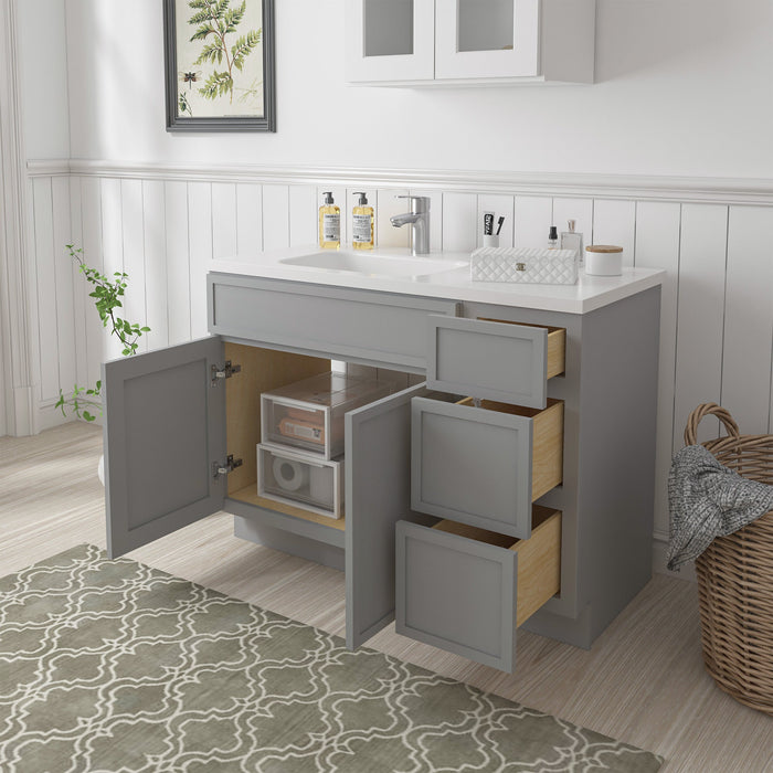48" Plywood Bathroom Vanity Cabinet without Top - 3 Drawers & 2 Doors - HomeBeyond