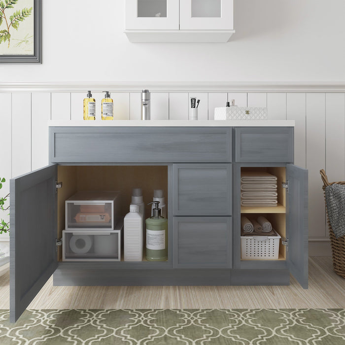 48" Plywood Bathroom Vanity Cabinet without Top - 3 Drawers & 2 Doors - HomeBeyond