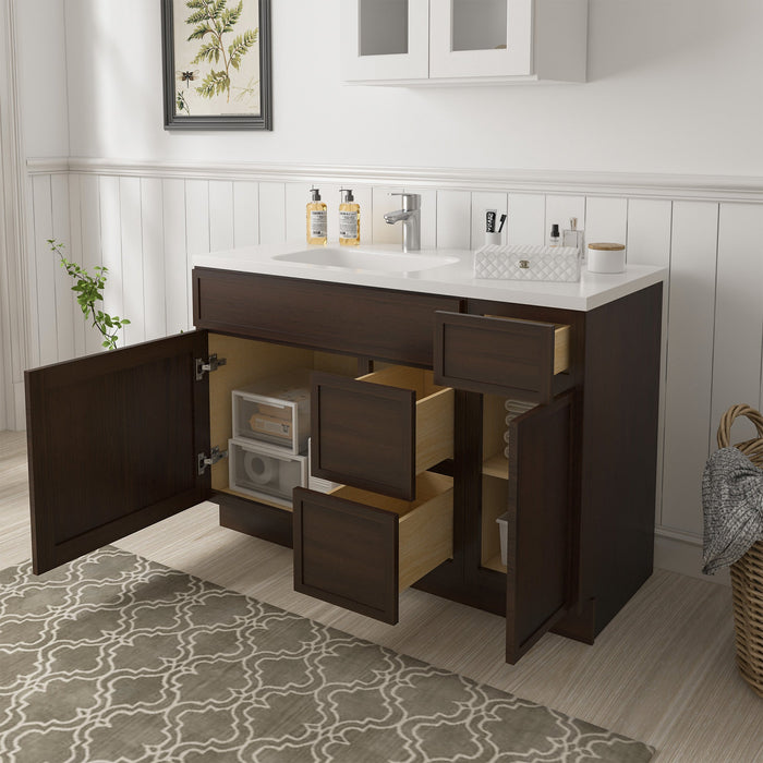 48" Plywood Bathroom Vanity Cabinet without Top - 3 Drawers & 2 Doors - HomeBeyond
