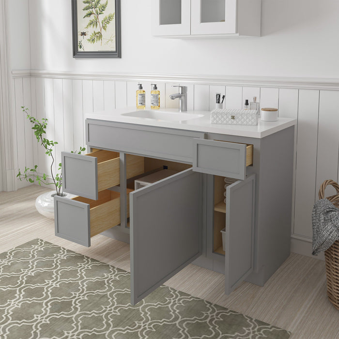 48" Plywood Bathroom Vanity Cabinet without Top - 3 Drawers & 2 Doors - HomeBeyond