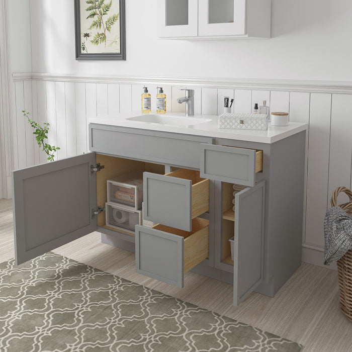48" Plywood Bathroom Vanity Cabinet without Top - 3 Drawers & 2 Doors - HomeBeyond