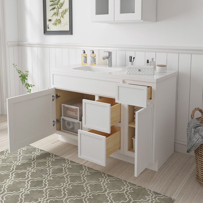 48" Plywood Bathroom Vanity Cabinet without Top - 3 Drawers & 2 Doors - HomeBeyond