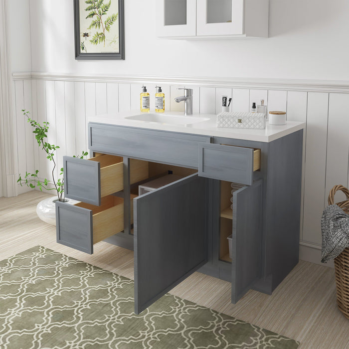 48" Plywood Bathroom Vanity Cabinet without Top - 3 Drawers & 2 Doors - HomeBeyond