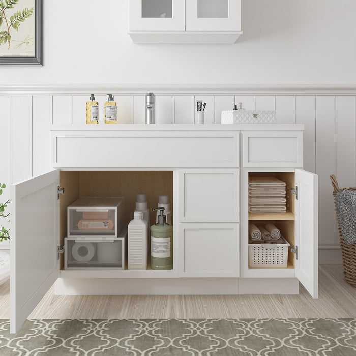 48" Plywood Bathroom Vanity Cabinet without Top - 3 Drawers & 2 Doors - HomeBeyond