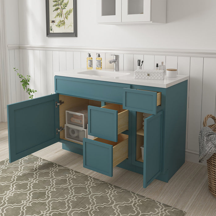 48" Plywood Bathroom Vanity Cabinet without Top - 3 Drawers & 2 Doors - HomeBeyond