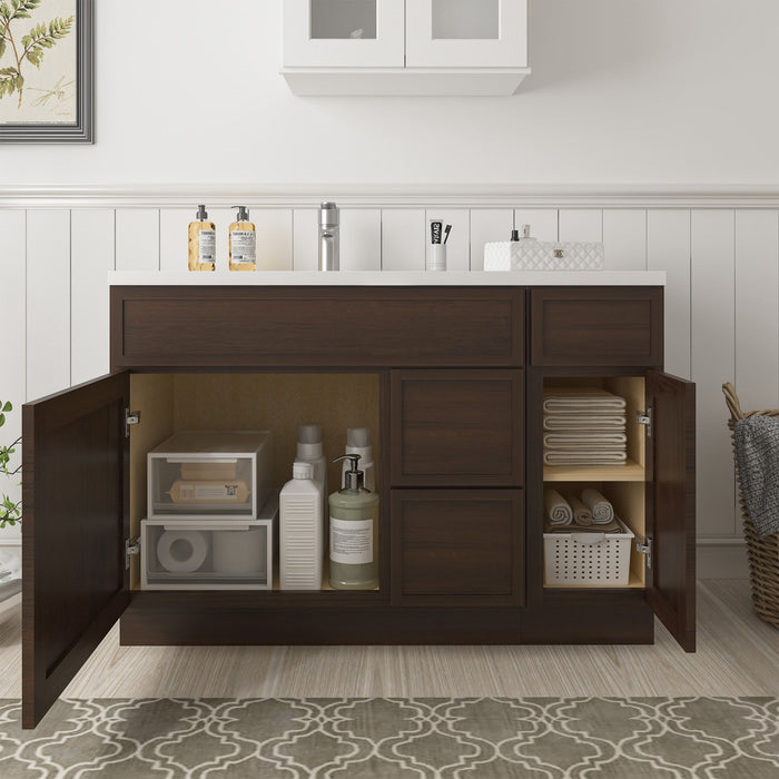 48" Plywood Bathroom Vanity Cabinet without Top - 3 Drawers & 2 Doors - HomeBeyond