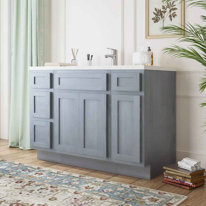 48" Plywood Bathroom Vanity Cabinet without Top - 4 Drawers & 3 Doors - HomeBeyond