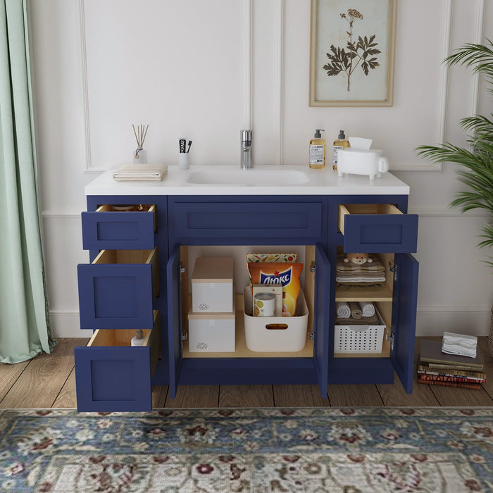 48" Plywood Bathroom Vanity Cabinet without Top - 4 Drawers & 3 Doors - HomeBeyond