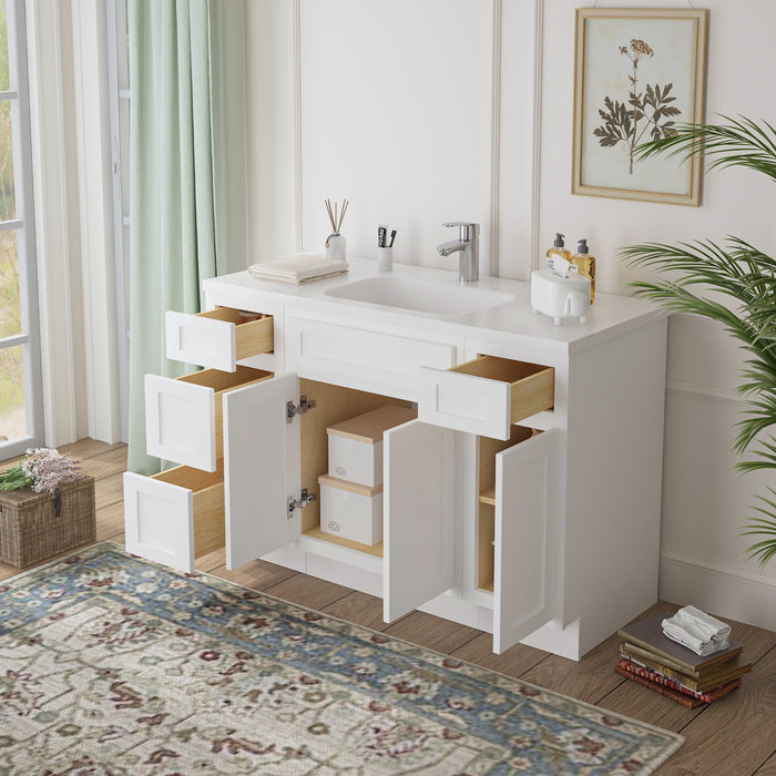 48" Plywood Bathroom Vanity Cabinet without Top - 4 Drawers & 3 Doors - HomeBeyond