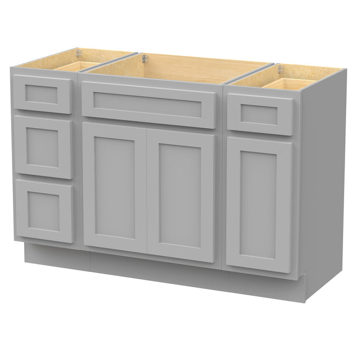48" Plywood Bathroom Vanity Cabinet without Top - 4 Drawers & 3 Doors - HomeBeyond