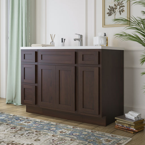 48" Plywood Bathroom Vanity Cabinet without Top - 4 Drawers & 3 Doors - HomeBeyond