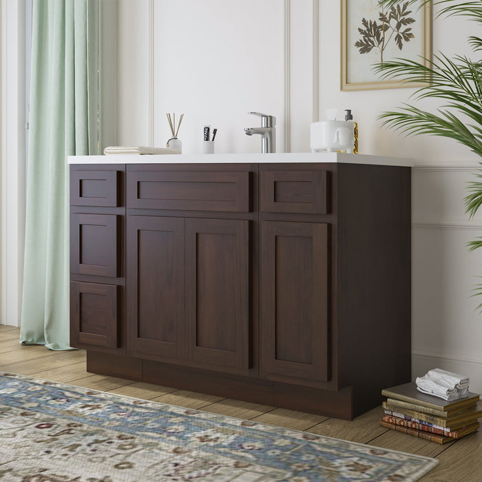 48" Plywood Bathroom Vanity Cabinet without Top - 4 Drawers & 3 Doors - HomeBeyond