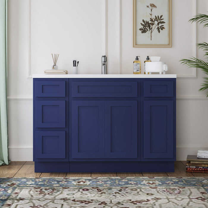 48" Plywood Bathroom Vanity Cabinet without Top - 4 Drawers & 3 Doors - HomeBeyond